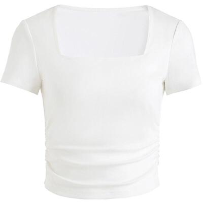 fiveplus日系甜美别致方领短T恤