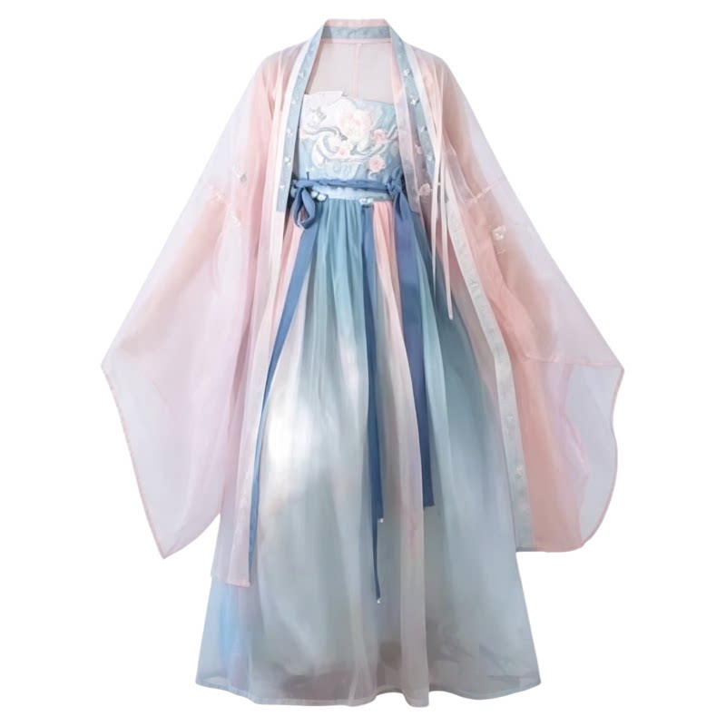 汉服女童襦裙古风超仙古装春夏大袖衫套装女宝春装国风宋制连衣裙