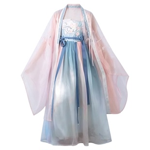 汉服女童襦裙古风超仙古装春夏大袖衫套装女宝春装国风宋制连衣裙