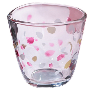 日本进口aderia津轻樱落玻璃杯樱花水杯饮料杯耐热茶杯带把牛奶杯