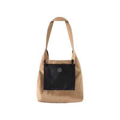 SecondMoon法国棉麻拼小羊皮韩系手拎单肩斜挎大容量百搭男女同款