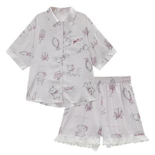 Gukoo/果壳情侣睡衣女2026新款夏季迪士尼冰丝男睡衣凉感家居服B