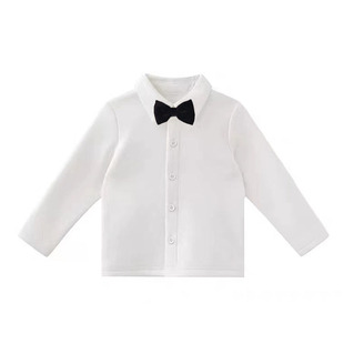 男童装宝宝小绅士儿童白色衬衫翻领领带打底衫演出服礼服上衣学生