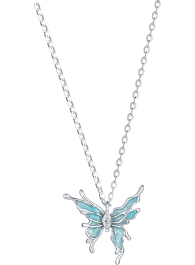 周六福饰品项链女蝴蝶结链坠S925银高级感轻奢送女友新年礼物