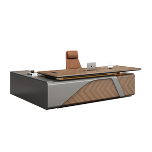 办公桌老板桌简约现代带侧柜董事长大班台办公室总裁经理桌椅组合