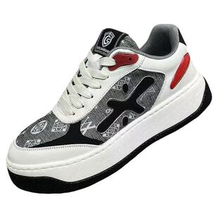 男士2025新款潮流百搭运动休闲鞋痞帅炸街真皮男鞋高级感厚底板鞋