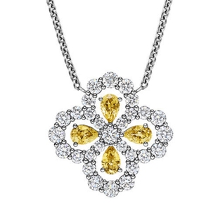 落落大方loop花园系列四瓣花形钻石锁骨链项链女925纯银镀18K白金