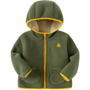 巴拉巴拉儿童外套男童女童加绒上衣秋冬季新款童装宝宝摇粒绒连帽