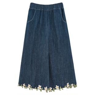 幼悠女童春秋新款阔腿花边八分半牛仔裤耐穿固色儿童宽松休闲裤子