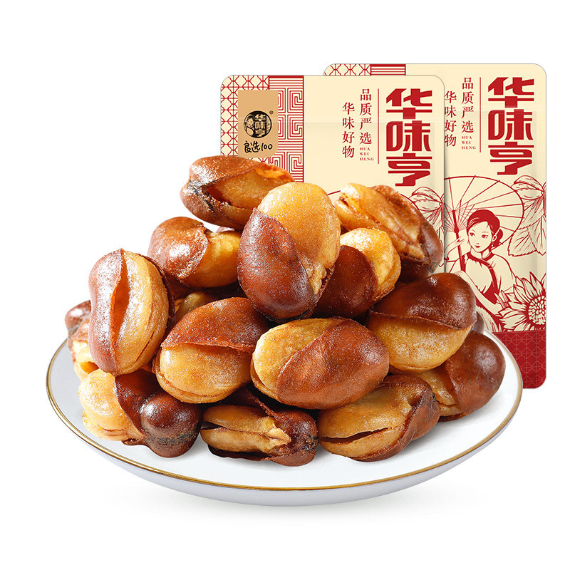 【华味亨_牛肉味兰花豆450g袋】香酥蚕豆炒货零食即食炒熟下酒菜