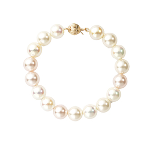 西大班 极光镜面天女akoya强珠光手链人造珍珠樱花粉混彩珠手串