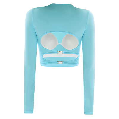 拍朵长袖镂空美背女紧身