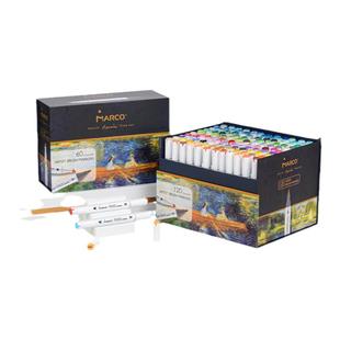 Marco马可雷诺阿马克笔美术设计专用进口海绵双头软头酒精彩色笔动漫漫画房屋绘画专业马克笔60色120色水彩笔