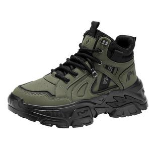 森马马丁靴男鞋冬季高帮美式复古工装靴加绒保暖棉鞋户外登山鞋子