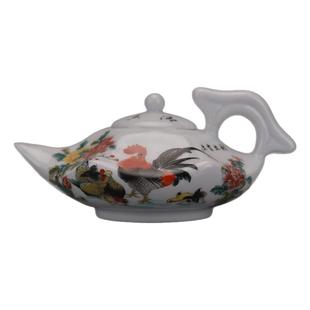仿居仁堂制粉彩公鸡纹茶壶茶具用品家居摆件收藏仿古瓷器摆件古玩