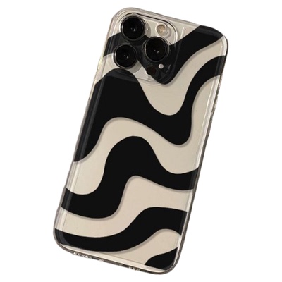 Black Stripe Clear Transparent Shockproof Case 适用 iPhone 17 16 Pro Max 15 14 Precise Space Case