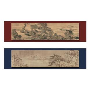 新中式茶室桌面背景装饰画苍松图风景书房挂画酒店餐厅长横条壁画