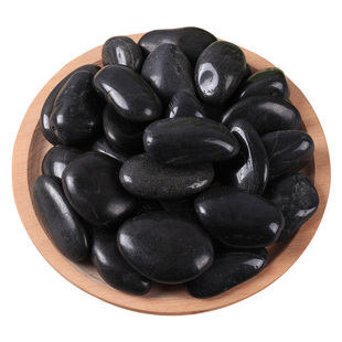 天然黑色鹅卵石子鱼缸庭院造景铺地铺路石头雨花石抛光鹅软石