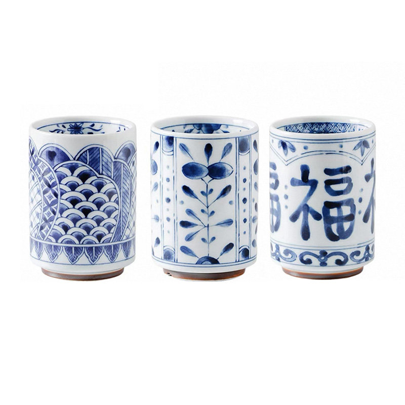 日本日式青花瓷釉下彩功夫茶杯