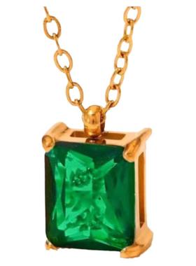 PRINGXY女四爪祖母绿方形项链