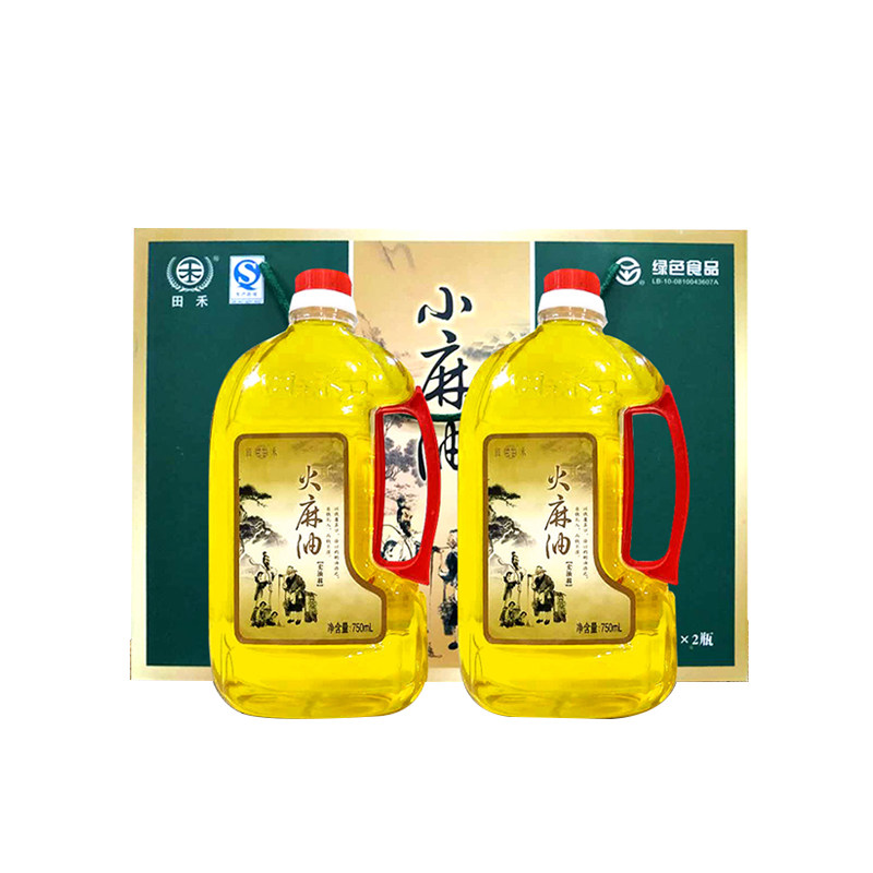 田禾火麻油750ml*2火麻仁油2瓶装天然正品火麻籽冷榨食用油