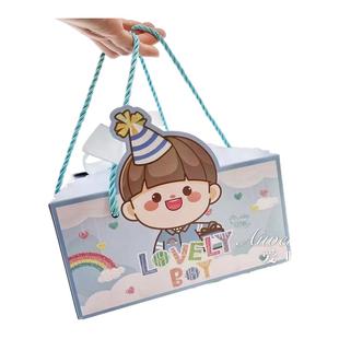 卡通儿童生日礼品盒满月礼盒空盒子周岁包装盒手喜蛋喜糖伴手礼袋