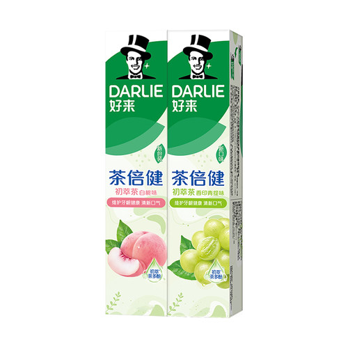 好来牙膏黑人白桃味茶倍健初萃茶清新口气成人用含氟亮白正品官方