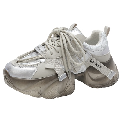 达芙妮银色老爹鞋女休闲鞋透气