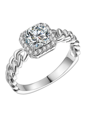 梵蒂彩女莫桑石银镀金戒指