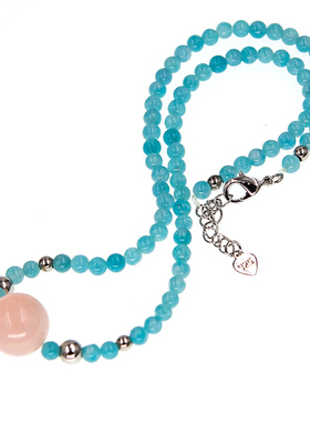 六不散人天然海蓝宝甜美风项链