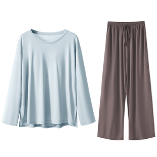 带胸垫睡衣女上半身衣单件文胸一体可外穿防凸点长袖裤家居服套装