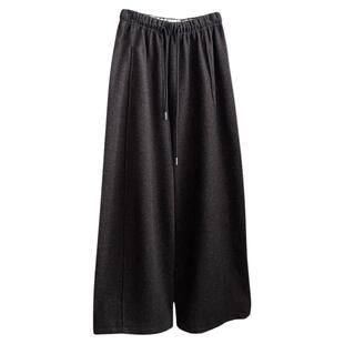 韩系休闲风九分加绒卫裤女2025冬季新款松紧腰直筒显瘦百搭阔腿裤