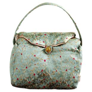 勾画景德镇锦缎功夫茶具一壶两杯收纳包文艺复古旅行加厚防摔布袋