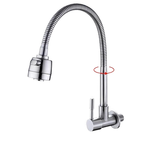 入墙式侧进水龙头墙壁式横向304不锈钢万向厨房洗菜盆阳台洗衣池