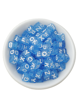 7x7mm项链DIY加白蓝色明彩方珠