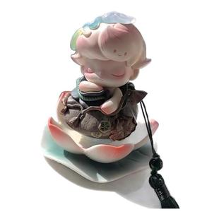 dimmo香囊化荷陶瓷莲花底座泡泡玛特一盏风月手办盲盒创意摆件