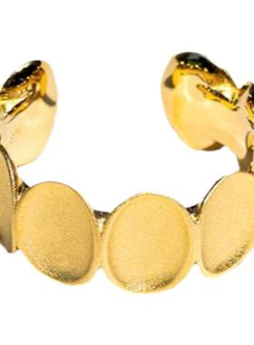 椭圆拼接金属戒指女小众设计感港风时尚开口戒冷淡风气质轻奢尾戒