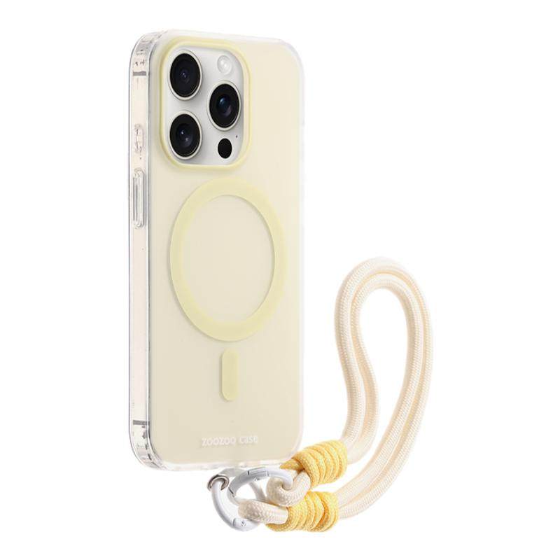 磨砂奶黄磁吸带挂绳适用苹果16手机壳新款苹果17promax套iphone16pro硅胶17air防摔苹果15全包14外