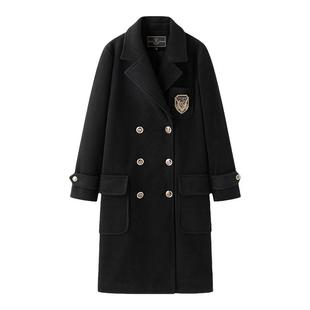 东京岁时记jk学院风大衣冬毛呢外套女长款双排扣毛绒大衣津南女大