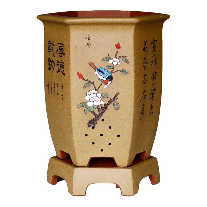 兰花花盆六角形紫砂兰花专用盆