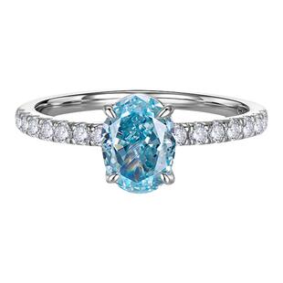 1.5克拉鸽子蛋海蓝宝色戒指彩宝款925纯银镶嵌轻奢小众高级女式