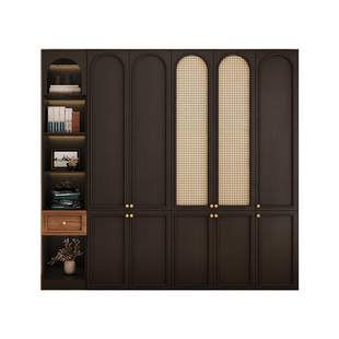 法式奶油风衣柜家用卧室实木复古衣帽间大衣橱梳妆台一体全屋定制