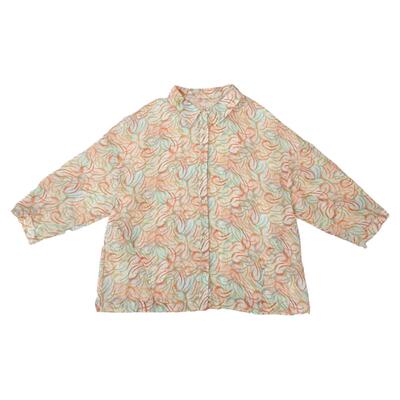 25夏季新款苎麻印花翻领开襟衬衫