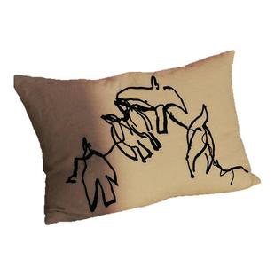 丹麦Fermliving Vuelo Cushion小鸟涂鸦抱枕刺绣棉麻客厅沙发靠包