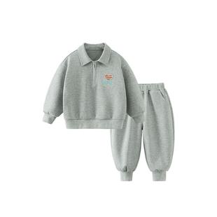 抗起球抗静电齐齐熊男童春装套装儿童学院风卫衣宝宝polo衫春秋款