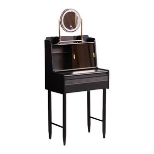 造作黛舒梳妆台现代简约黑色实木卧室化妆桌新款小户型镜子可隐藏