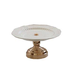 欧式浮雕陶瓷高脚果盘下午茶点心架水果盘零食甜品台轻奢蛋糕托盘