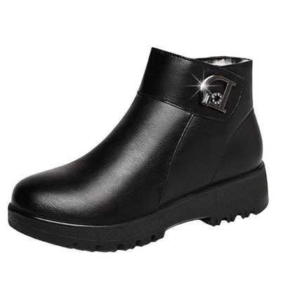 紅晴珽断码真皮毛一体妈妈棉鞋子