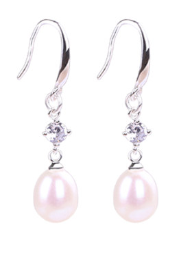 天然珍珠耳环纯银淡水真的
