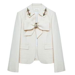 【SALE】【SHUSHUTONG】蕾虎经典款气质蝴蝶结饰钻西装短外套女